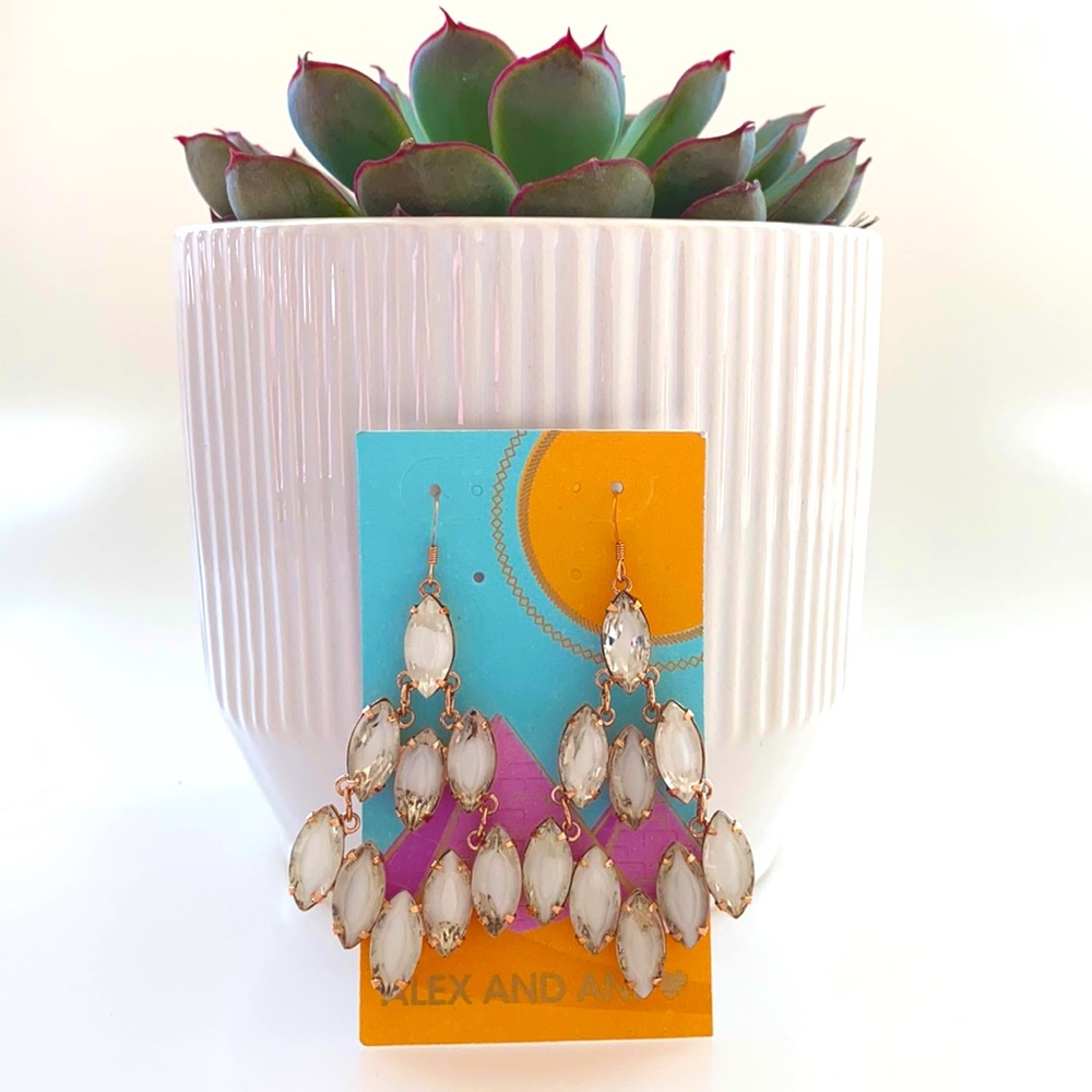 Alex and Ani White Chandelier Earrings